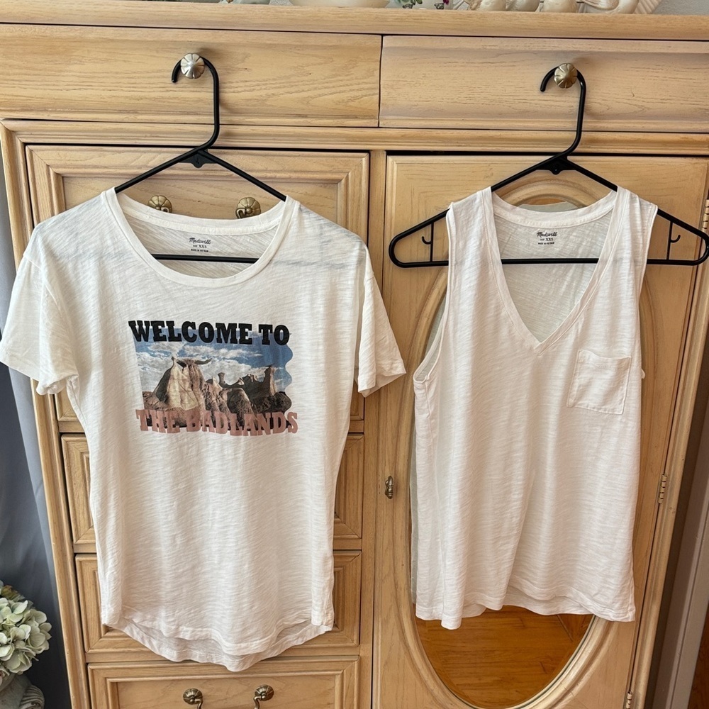 Madewell White Graphic Tee and Tank Bundle